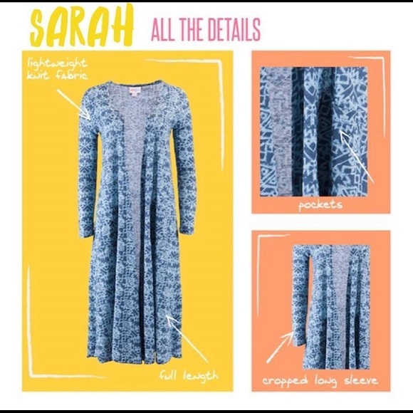 LuLaRoe Sarah Cardigan Duster Sweater Grey Stripe - Picture 12 of 16